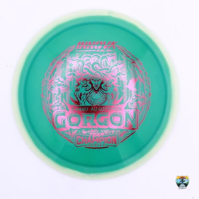 Innova Halo Champion Proto Glow Gorgon 2025 Team Champion Tour Series Dennis Augustsson, Manufacturer Weight Range: 173-175 Grams, Color: Blue/Glow, Serial Number: 0402-0033