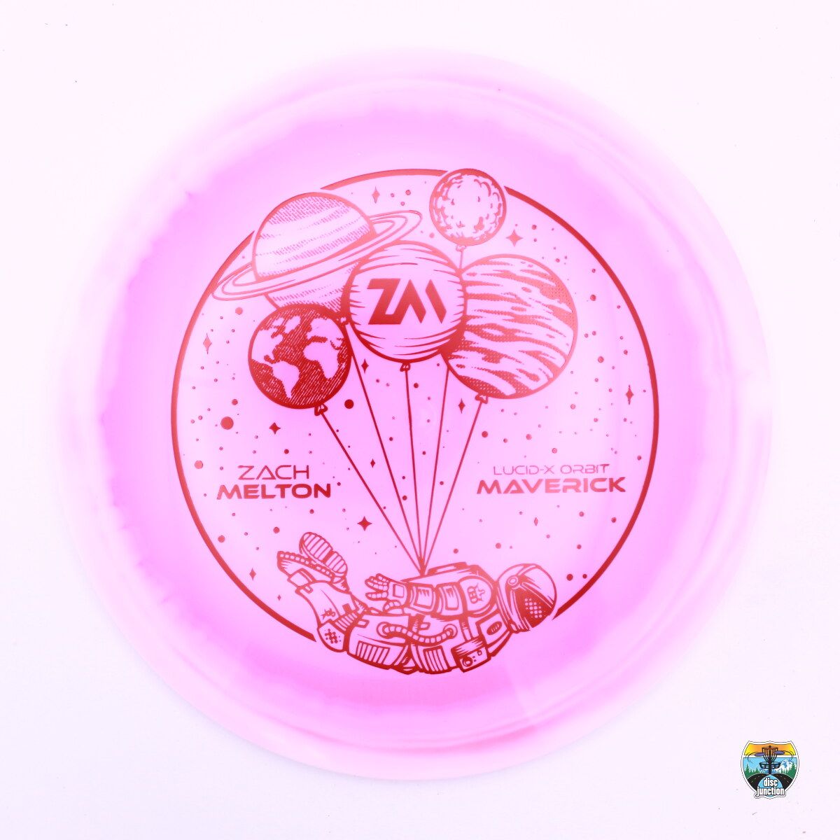 Dynamic Discs Lucid-X Orbit Maverick 2024 Team Series Zach Melton, Manufacturer Weight Range: 173-176 Grams, Color: Pink/White, Serial Number: 0174-0035