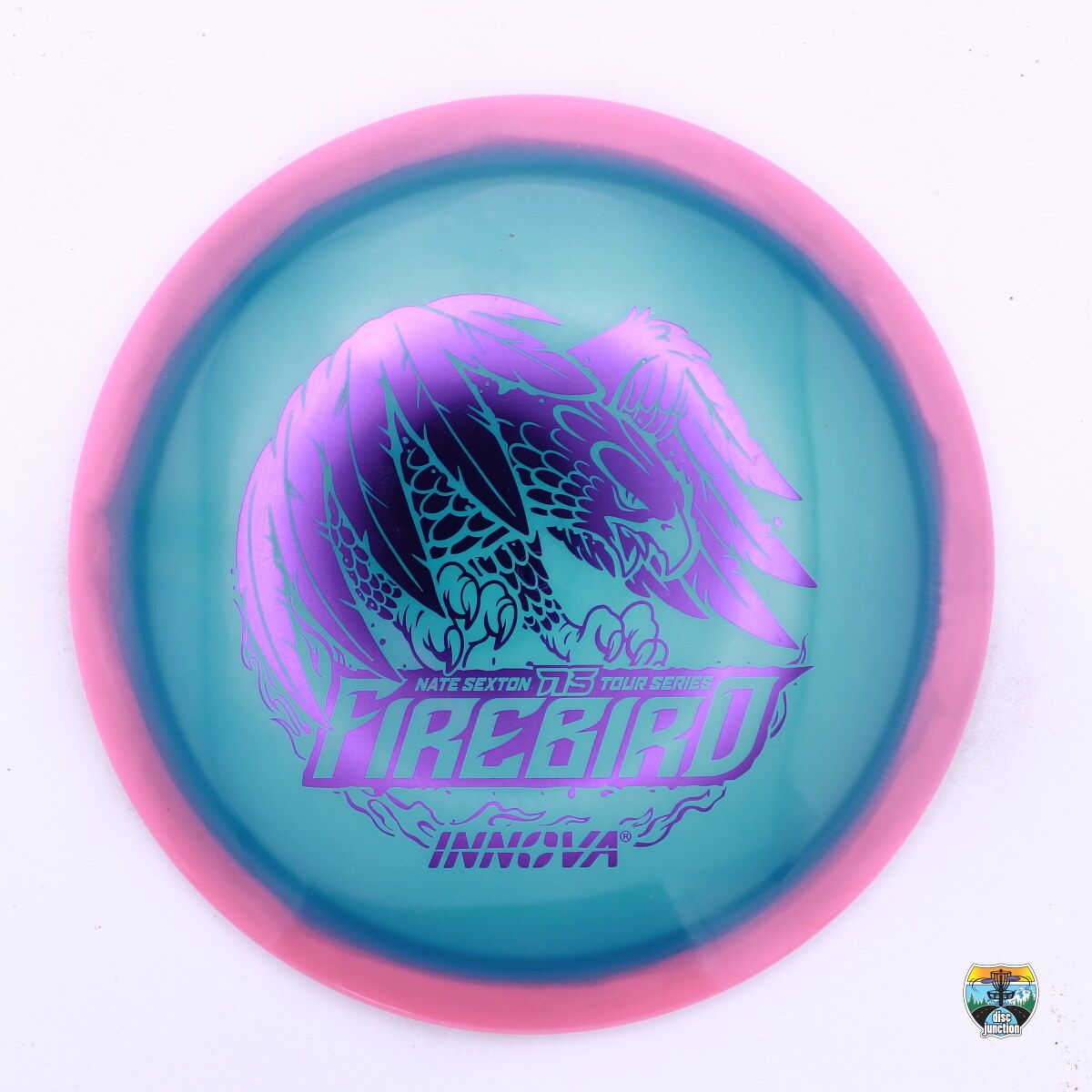Innova Halo Champion Proto Glow Firebird 2024 Tour Series Nate Sexton, Manufacturer Weight Range: 173-175 Grams, Color: Blue/Pink, Serial Number: 0283-0001