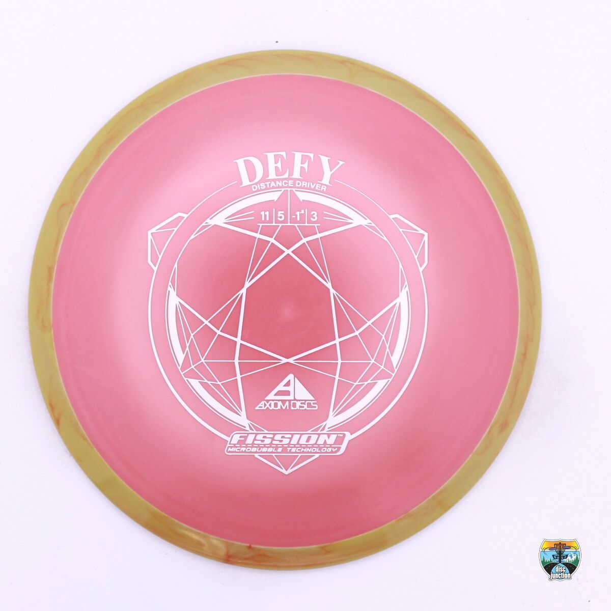 Axiom Fission Defy, Manufacturer Weight Range: 170-175 Grams, Color: Pink/Yellow, Serial Number: 0270-0011