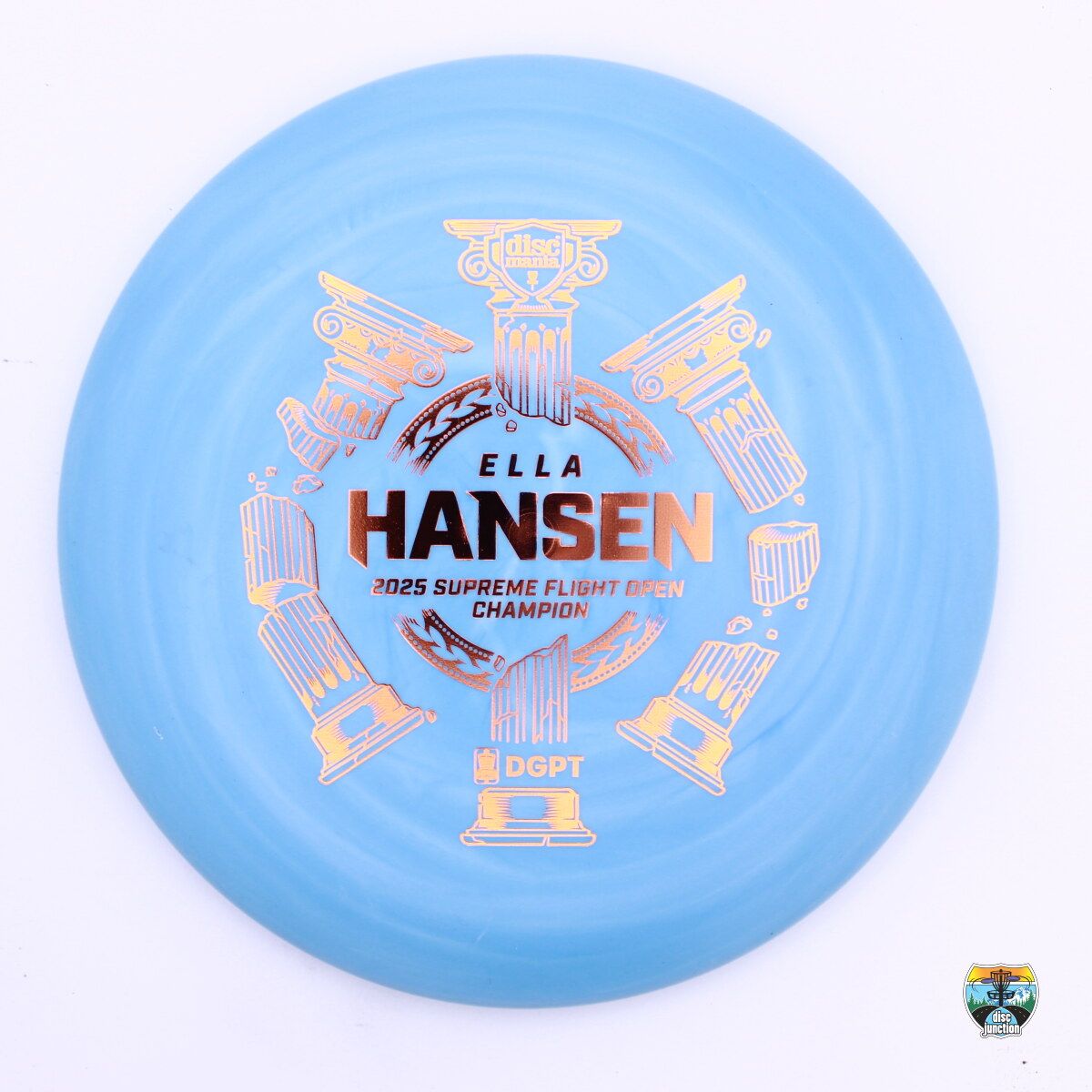 Discmania Swirly D-Line Flex 2 P2 Triumph Series Ella Hansen 2025 Supreme Flight Open, Manufacturer Weight Range: 173+ Grams, Color: Blue, Serial Number: 0419-0019