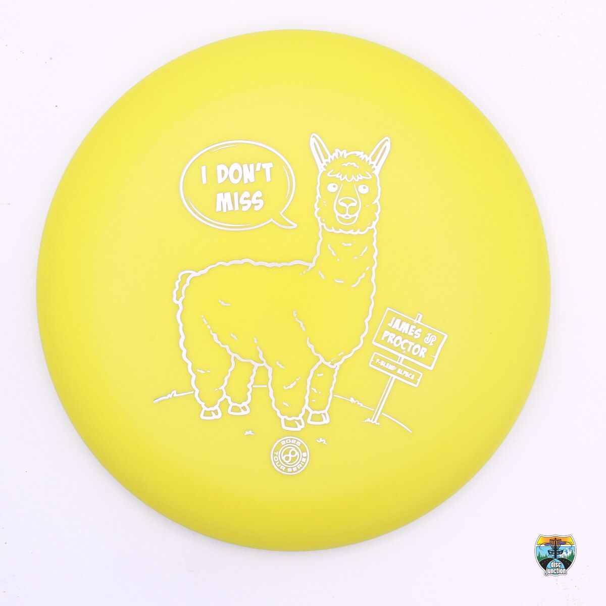 Infinite Discs P-Blend Alpaca 2025 Tour Series James Proctor, Manufacturer Weight Range: 173-176 Grams, Color: Yellow, Serial Number: 0427-0012