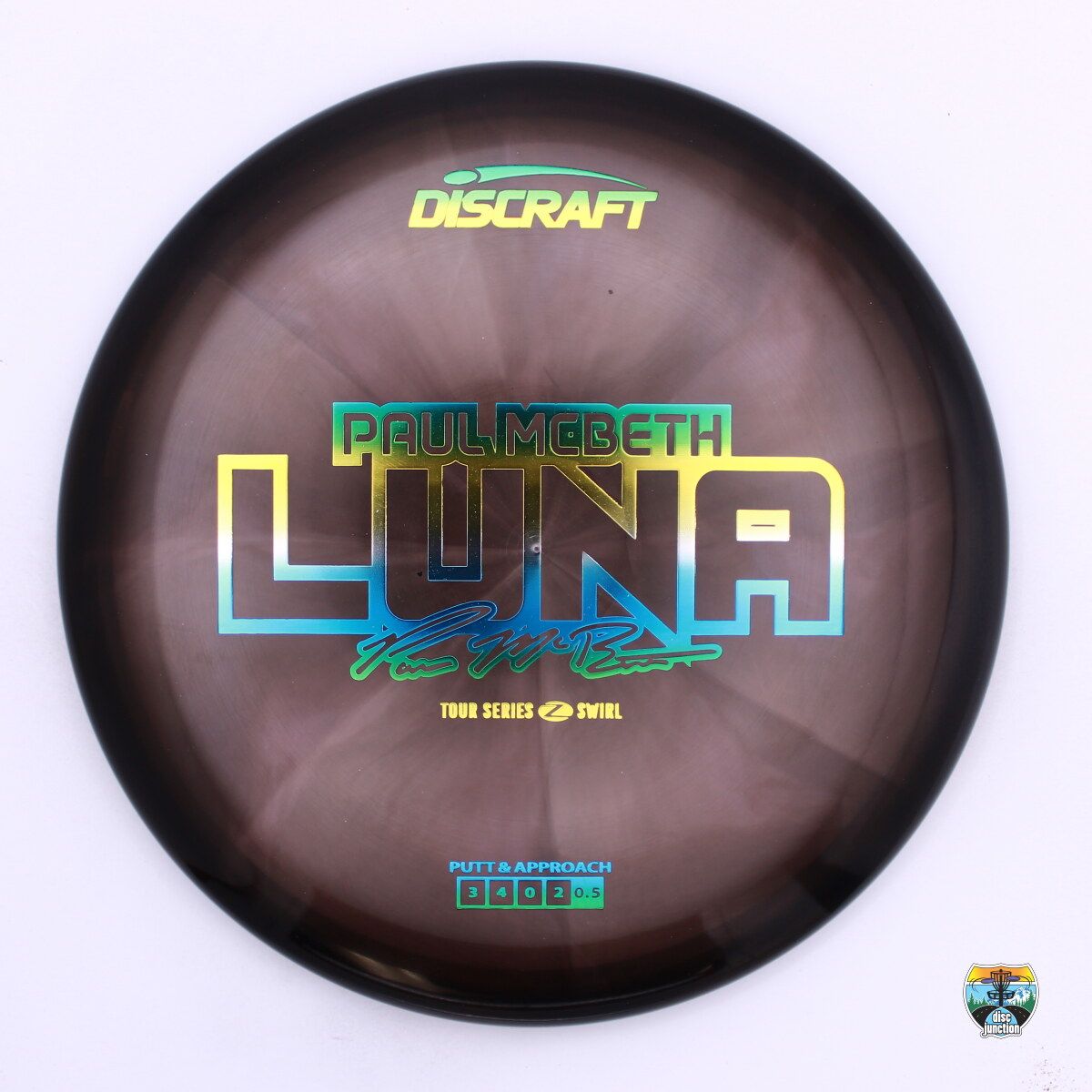 Discraft Z Swirl Luna 2025 Tour Series Paul McBeth, Manufacturer Weight Range: 173-174 Grams, Color: Black, Serial Number: 0446-0033