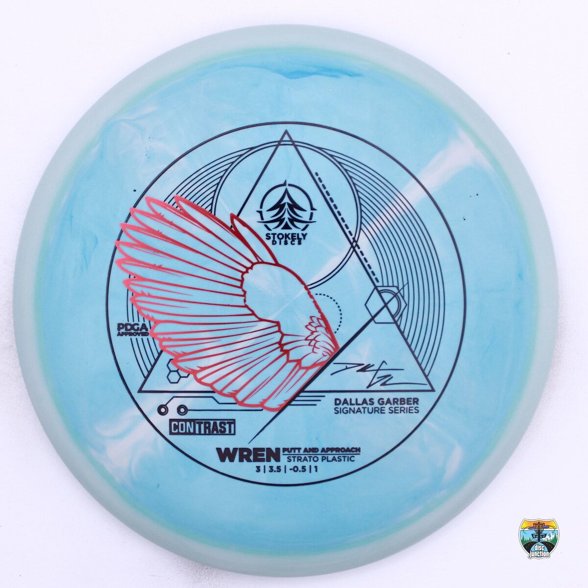 Stokely Discs - Contrast Strato Wren Signature Series Dallas Garber, Manufacturer Weight Range: 173-175 Grams, Color: Blue/Green/Grey, Serial Number: 0519-0001
