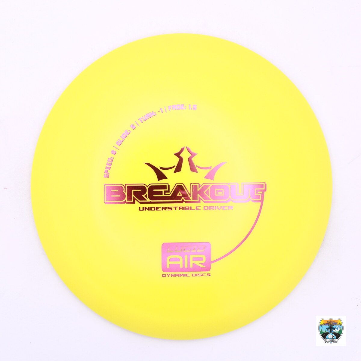 Dynamic Discs Lucid Air Breakout, Manufacturer Weight Range: 145-149 Grams, Color: Yellow, Serial Number: 0002-0347