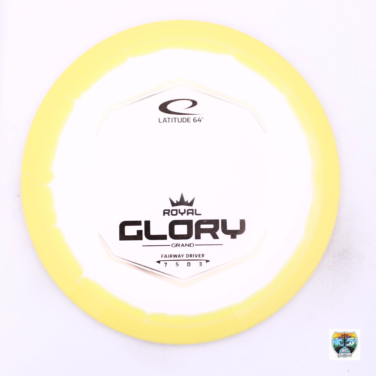 Latitude 64° Royal Grand Orbit Glory, Manufacturer Weight Range: 173-176 Grams, Color: White/Yellow, Serial Number: 0035-0092
