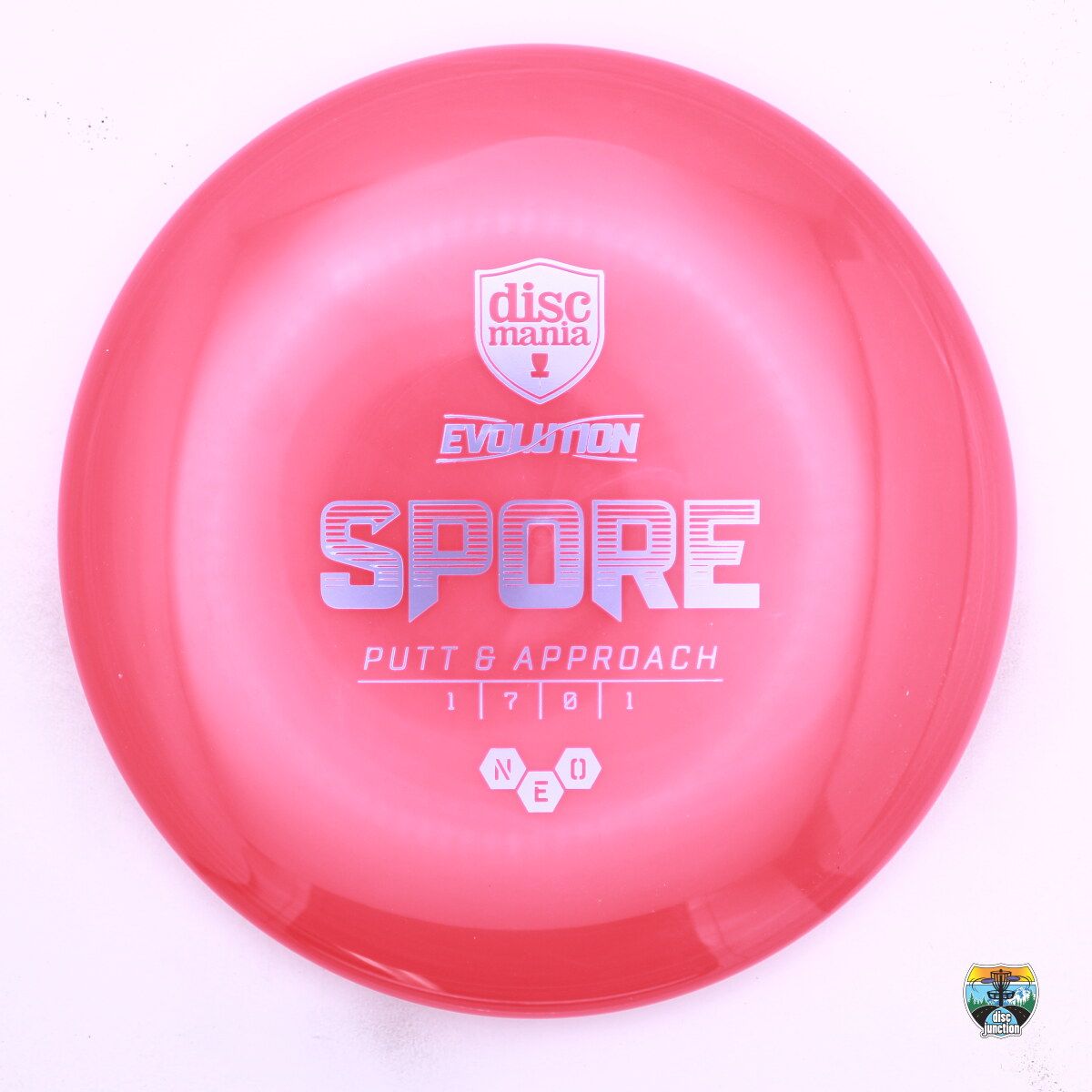 Discmania Soft Neo Evolution Spore, Manufacturer Weight Range: 155-159 Grams, Color: Pink, Serial Number: 0000-0297