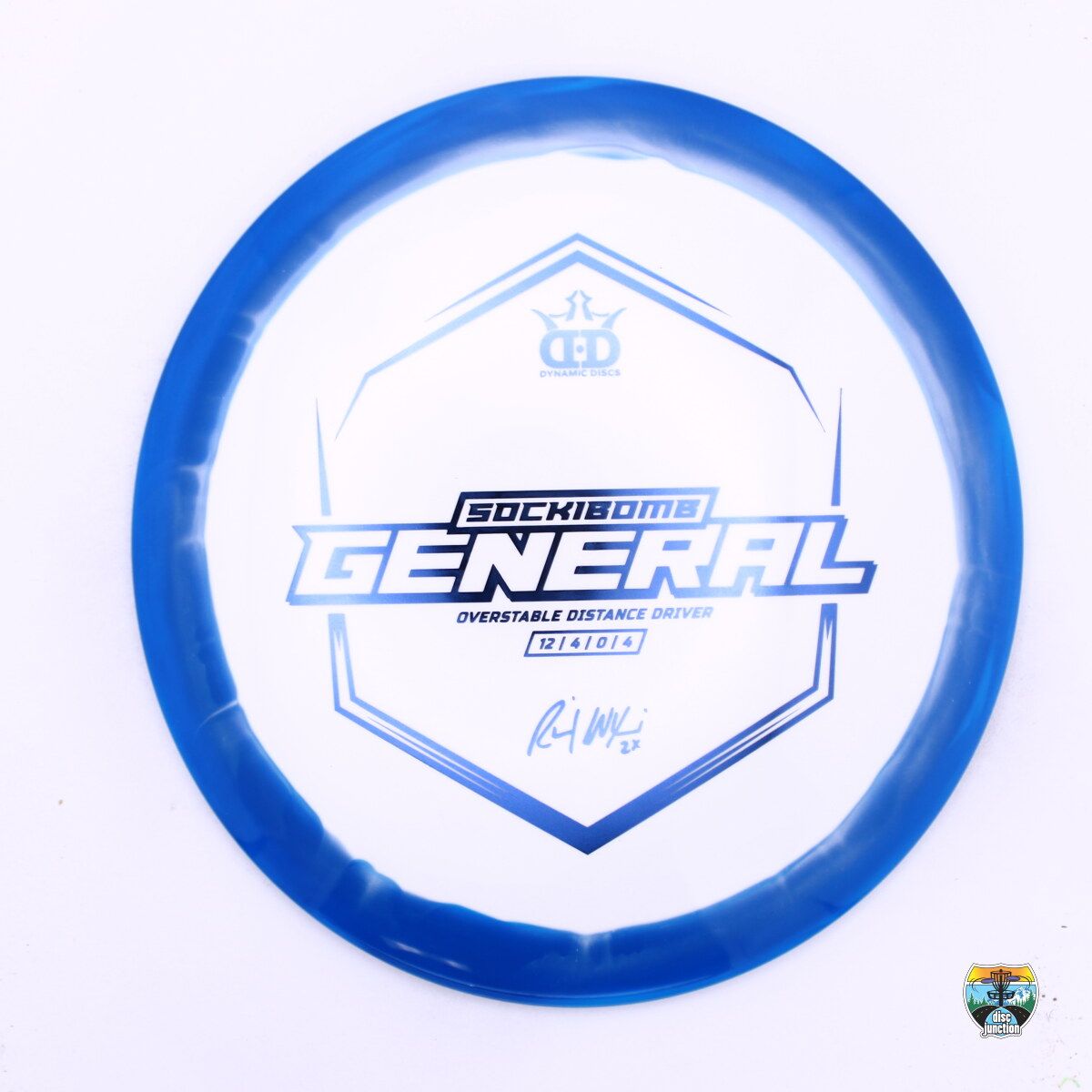 Dynamic Discs Supreme Orbit Sockibomb General Ricky Wysocki 2x, Manufacturer Weight Range: 173+ Grams, Color: White/Blue, Serial Number: 0212-0007