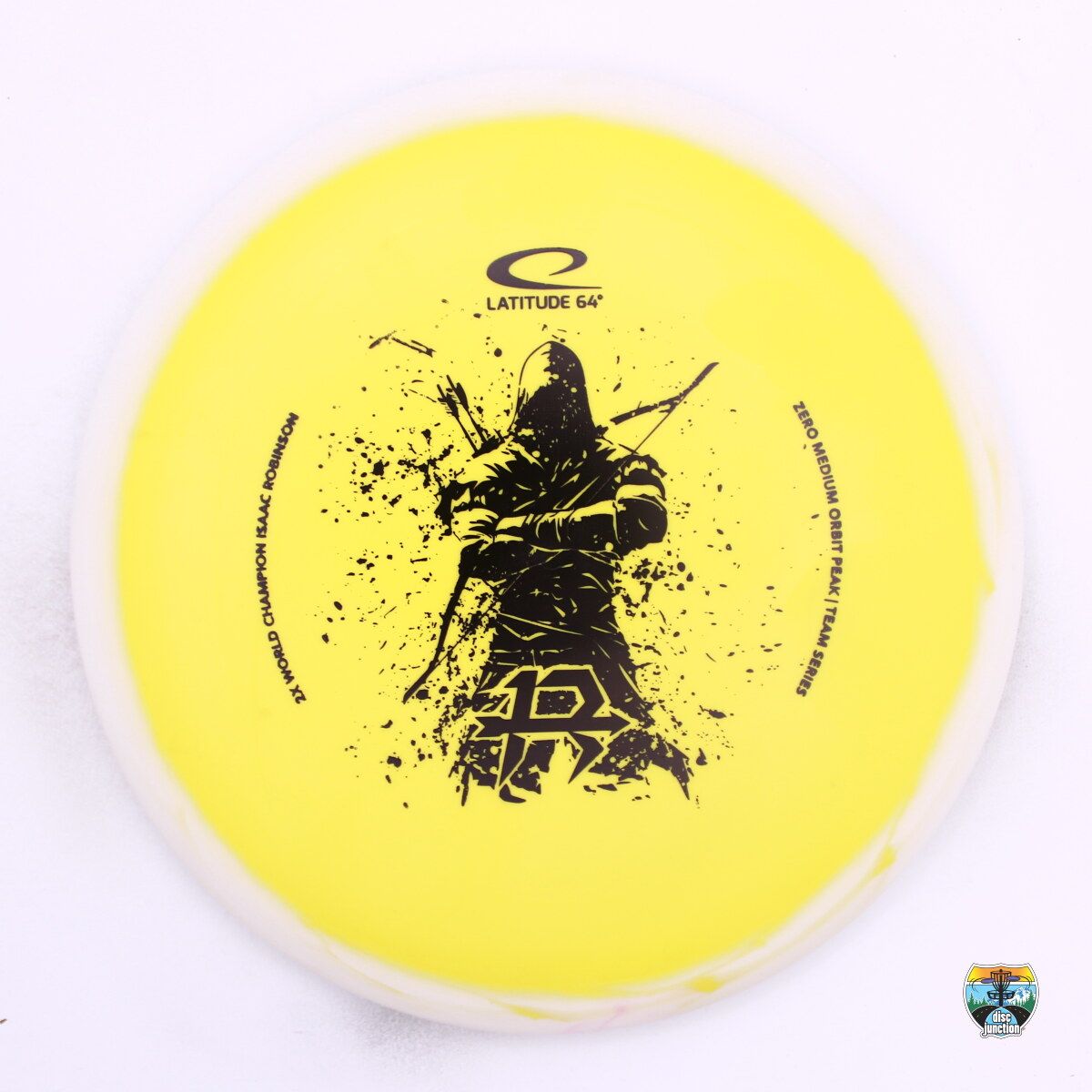 Latitude 64° Zero Medium Orbit Peak 2025 Team Series Isaac Robinson, Manufacturer Weight Range: 173+ Grams, Color: Yellow/White, Serial Number: 0579-0031