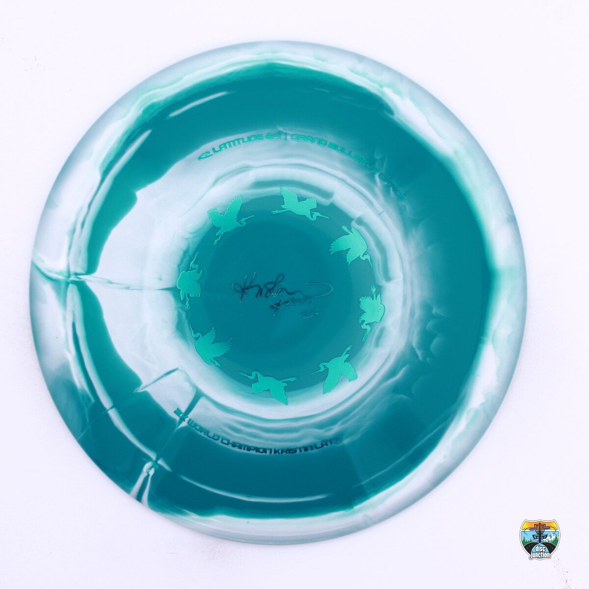 Latitude 64° Royal Grand Bullseye Grace 2025 Team Series Kristin Latt 2x, Manufacturer Weight Range: 173+ Grams, Color: Turquoise/White, Serial Number: 0481-0046