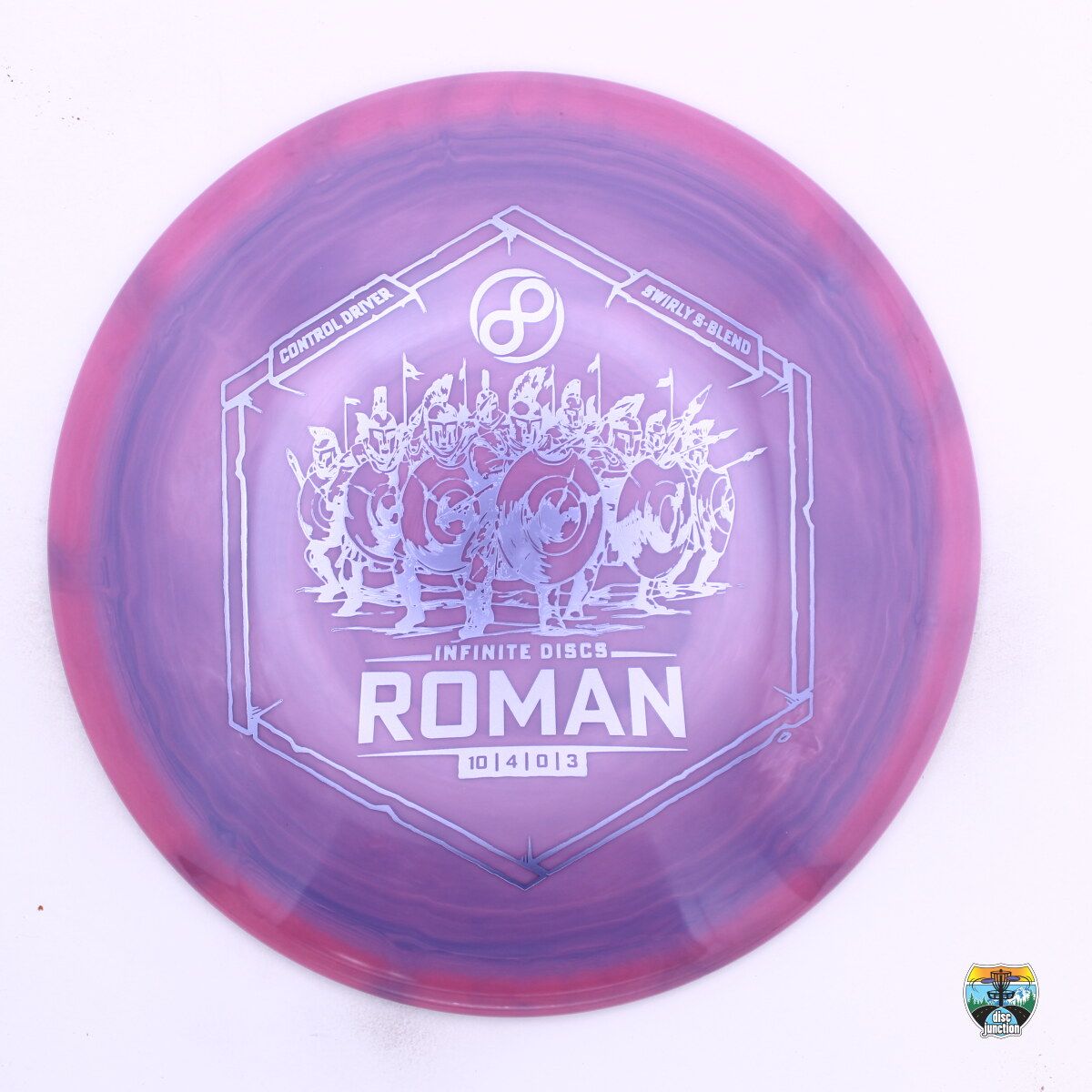 Infinite Discs Swirly S-Blend Roman, Manufacturer Weight Range: 173-176 Grams, Color: Purple/Pink, Serial Number: 0488-0041
