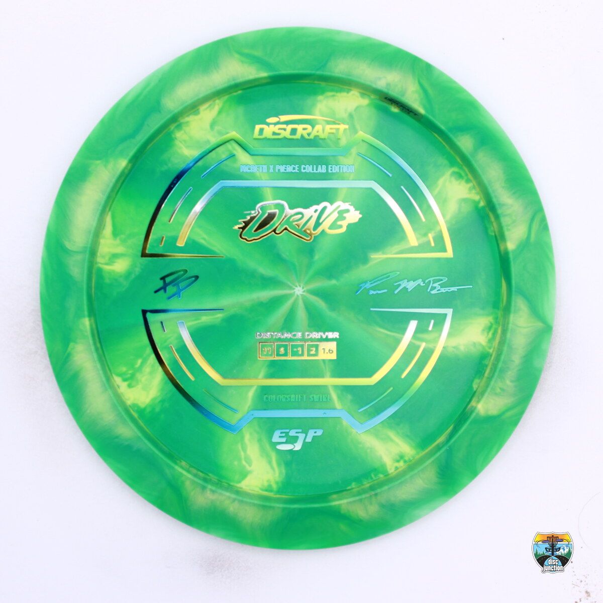 Discraft ESP Swirl Colorshift Drive Paige Pierce x Paul McBeth Collab Bottom Stamp, Manufacturer Weight Range: 170-172 Grams, Color: Green, Serial Number: 0557-0013