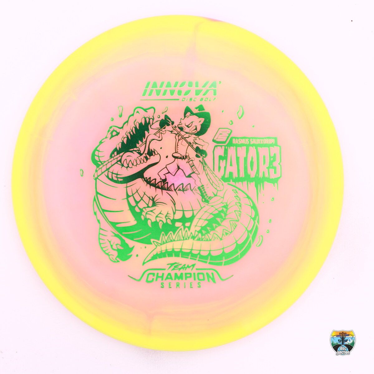 Innova Halo Champion Gator3 2026 Team Champion Tour Series Rasmus Saukkoriipi, Manufacturer Weight Range: 173-175 Grams, Color: Orange/Yellow, Serial Number: 0739-0001