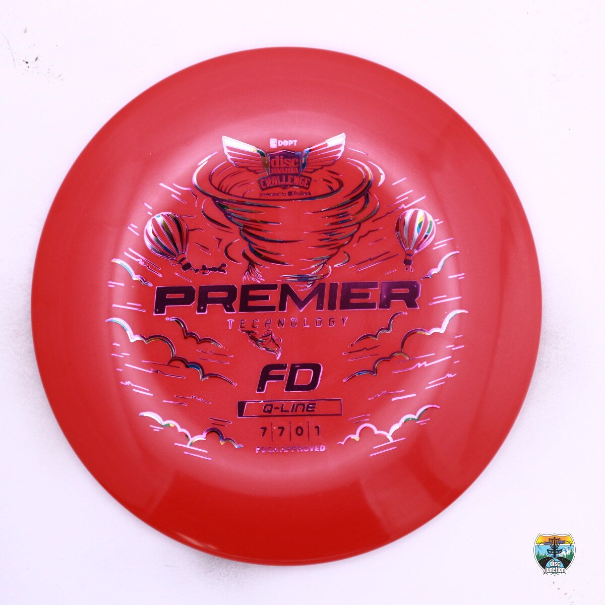 Discmania Q-Line Premier FD Discmania Challenge Fundraiser, Manufacturer Weight Range: 165-169 Grams, Color: Red, Serial Number: 0664-0009
