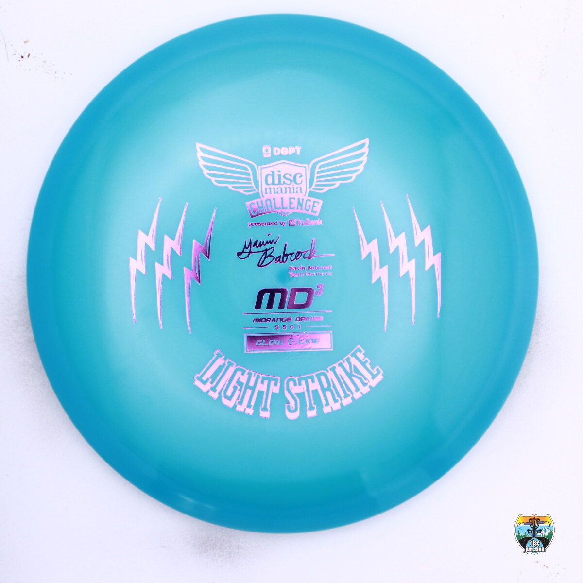 Discmania C-Line Glow MD3 Signature Series Gavin Babcock Discmania Challenge Fundraiser Light Strike, Manufacturer Weight Range: 177+ Grams, Color: Blue, Serial Number: 0664-0001