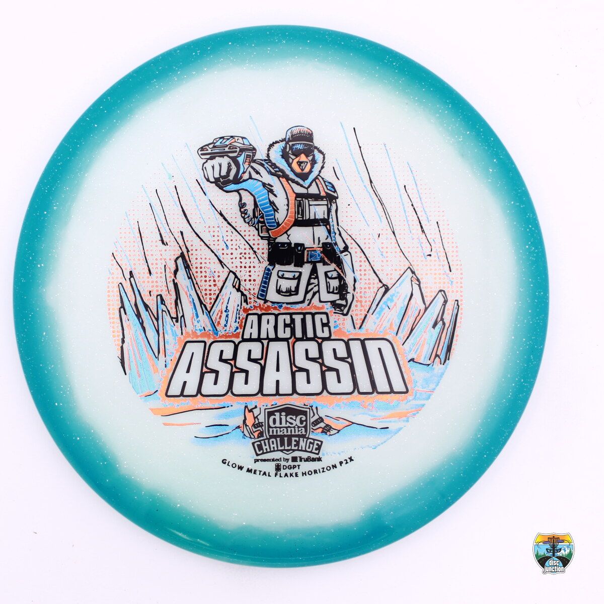 Discmania Metal Flake Horizon C-Line P2x Arctic Assassin Discmania Challenge, Manufacturer Weight Range: 173+ Grams, Color: White/Blue, Serial Number: 0699-0013