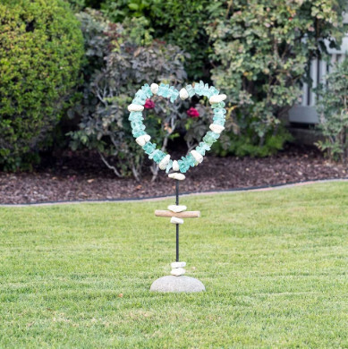 21659 Glass Heart Garden Stand - Small