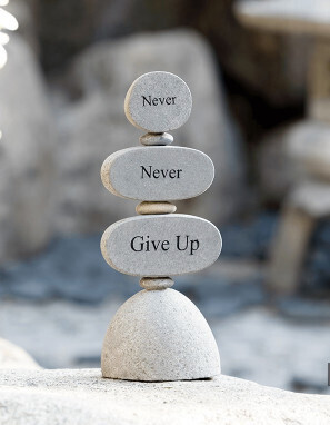 21537 STACKED ROCK SCULPTURE SCULPTURE NEVER GIVE UP