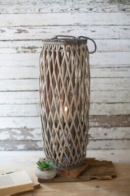 TALL GREY SQUARE WILLOW PLANTER - LARGE