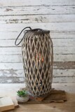 TALL GREY SQUARE WILLOW LANTERN - MEDIUM