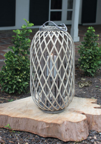 WILLOW LANTERN WITH GLASS HURRICANE INSERT - MEDIUM