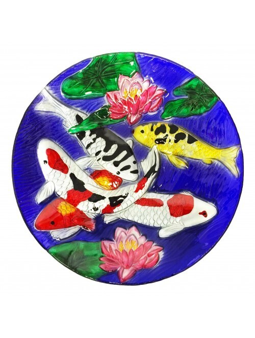 18&quot; KOI FISH GLASS PLATE/BIRD BATH