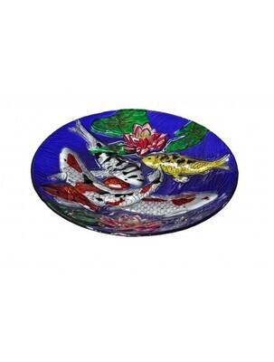 18" KOI FISH GLASS PLATE/BIRD BATH