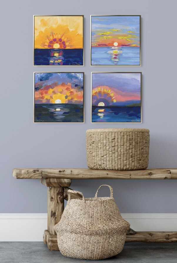 RED SKY IN MORNING - 12X12 CANVAS FRAMED