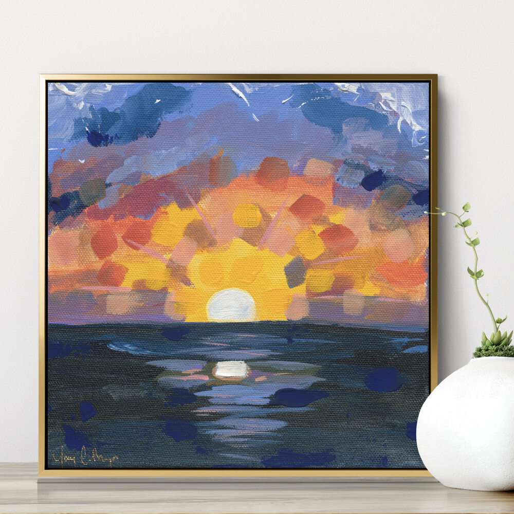 RED SKY AT NIGHT - 12X12 CANVAS FRAMED