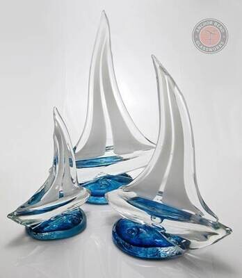 GLASS SAILBOAT SCULPTURE - LARGE