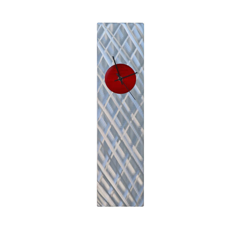 PLAID RECTANGULAR CLOCK RED (ALUMINUM)