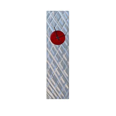 PLAID RECTANGULAR CLOCK RED (ALUMINUM)