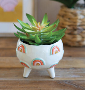 CDV2204 CHUNKY CERAMIC RAINBOW PLANTER