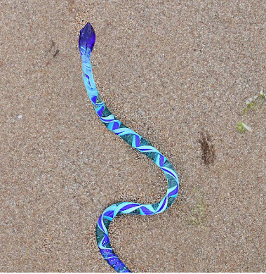 LARGE - ART GLASS BLUE SNAKE FIGURINE