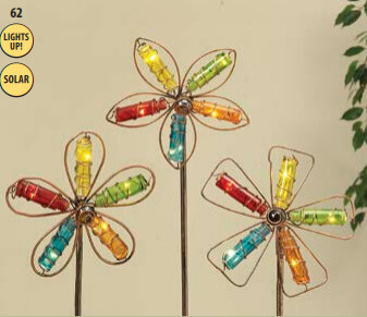 SOLAR LIGHTED FLOWER WITH MINIBOTTLE YARD STAKE 0480
