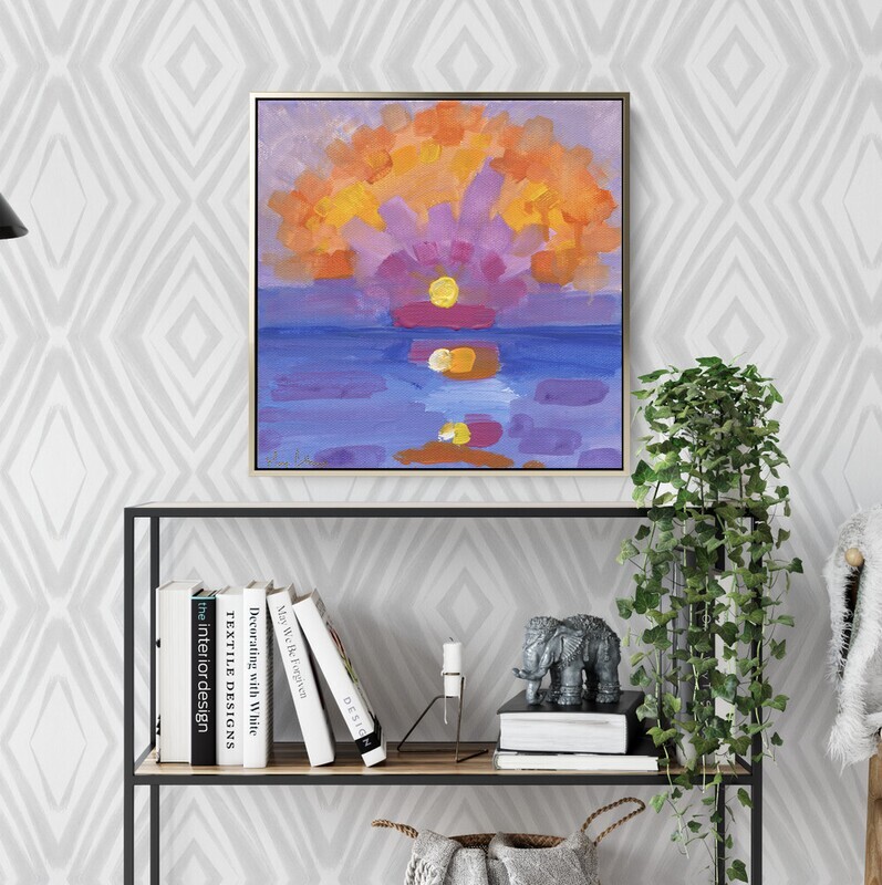 SKY ON FIRE - CANVAS 12X12 FRAMED