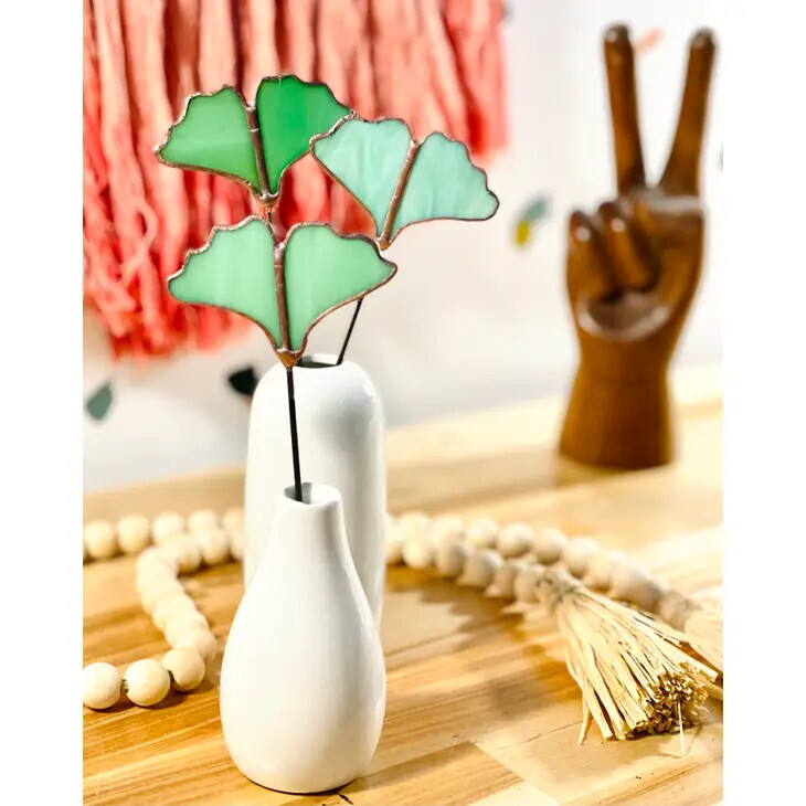 STAINED GLASS GINKGO LEAF