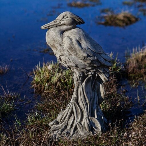 EGRET CAST STONE STATUE