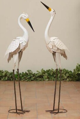7020 46&quot;H METAL HERON FIGURINE WITH GROUND STAKE HEAD DOWN, HEAD UP