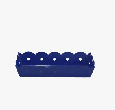 RECT. ENAMEL SCALLOPED TRAY - ROYAL BLUE