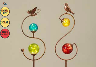 SOLAR LIGHTED GARDEN STAKE WITH BUTTERFLY OR BIRD TOP # 6390