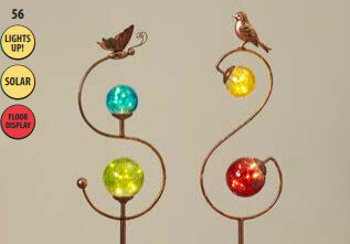 SOLAR LIGHTED GARDEN STAKE WITH BUTTERFLY OR BIRD TOP 6390