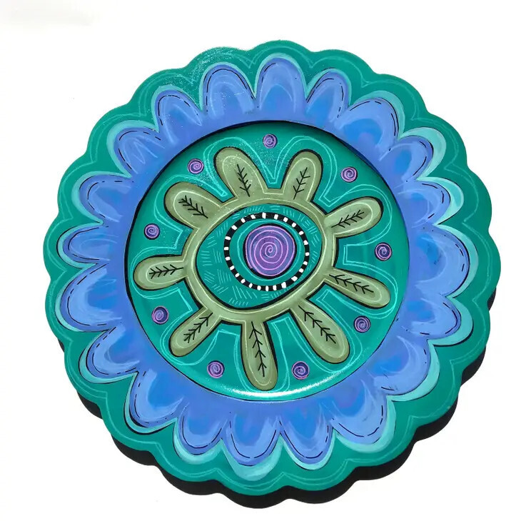 FLOWER PLATE/TRAY TURQ