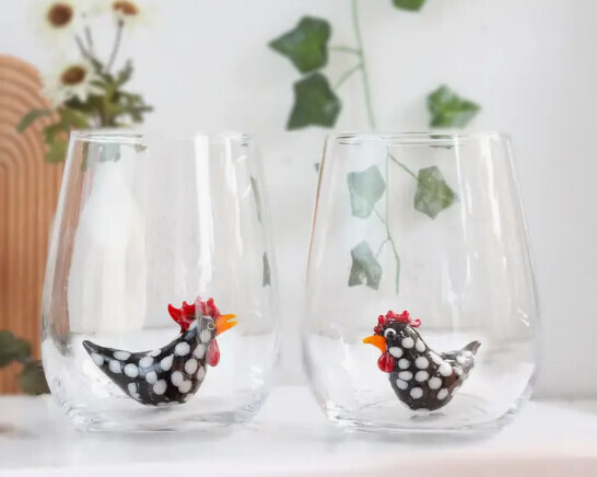 HANDMADE GLASS CUP - CHICKEN