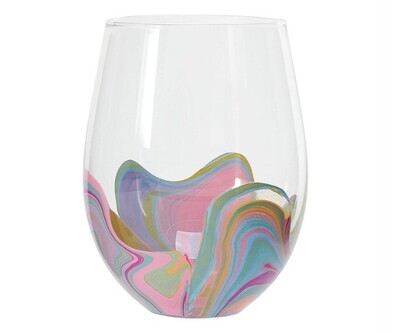 ETTA VEE PINK GROOVE WINE GLASS