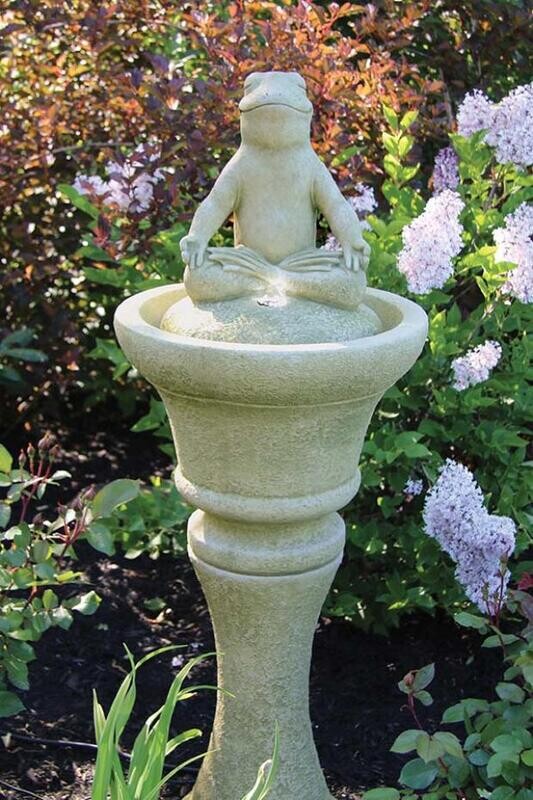 FOUNTAINETTE - MEDITATION FROG IN GREEN MOSS FINISH (#35) - LIGHTS UP