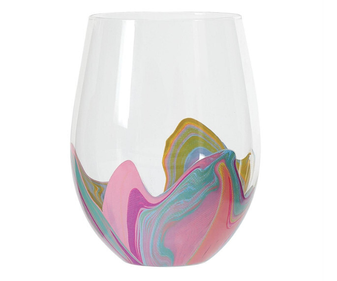ETTAVEE Blue Groove Stemless Wine Glass