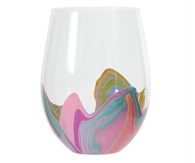 ETTAVEE Blue Groove Stemless Wine Glass