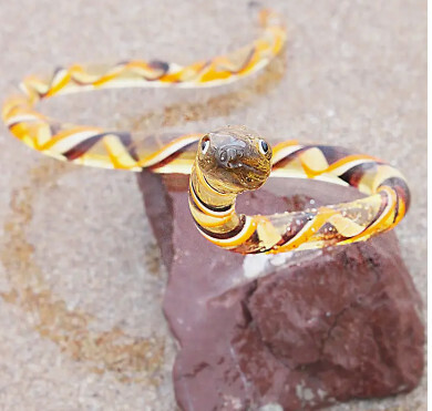 SNAKE AMBER MURANO GLASS FIGURINE