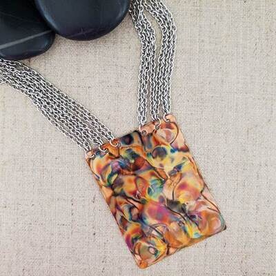 FLAME PAINTED SHORT MULTI CHAIN NECKLACE